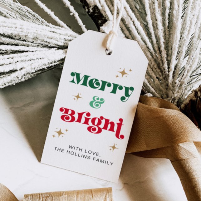 Merry and Bright Christmas Gift Tag Retro Holiday  (Creator Uploaded)