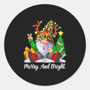 Merry And Bright Christmas Gnome Family Pajamas Ma Classic Round Sticker