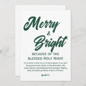 Merry and Bright Christmas Green Script Holiday Card (Front/Back)