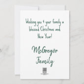 Merry and Bright Christmas Green Script Holiday Card (Back)