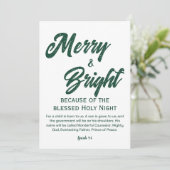 Merry and Bright Christmas Green Script Holiday Card (Standing Front)
