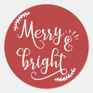 merry and bright Christmas Holiday Classic Round Sticker