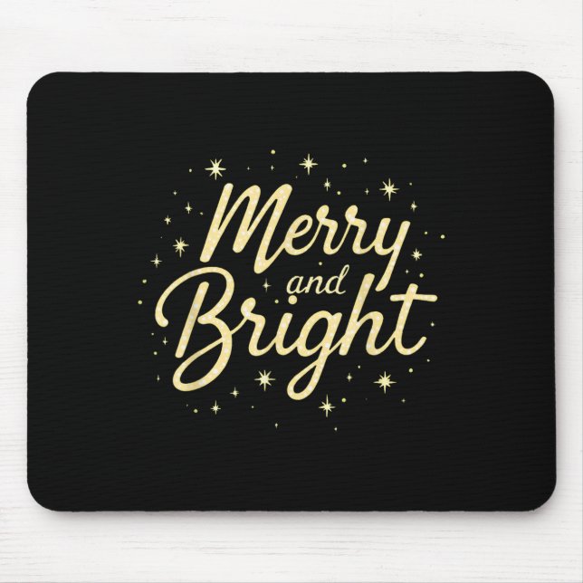 Merry And Bright Christmas Holiday Festive Xmas St Mouse Pad (Front)
