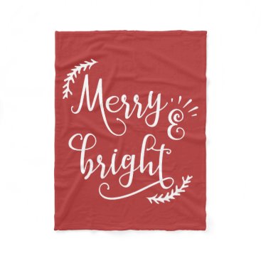 merry and bright Christmas Holiday Fleece Blanket