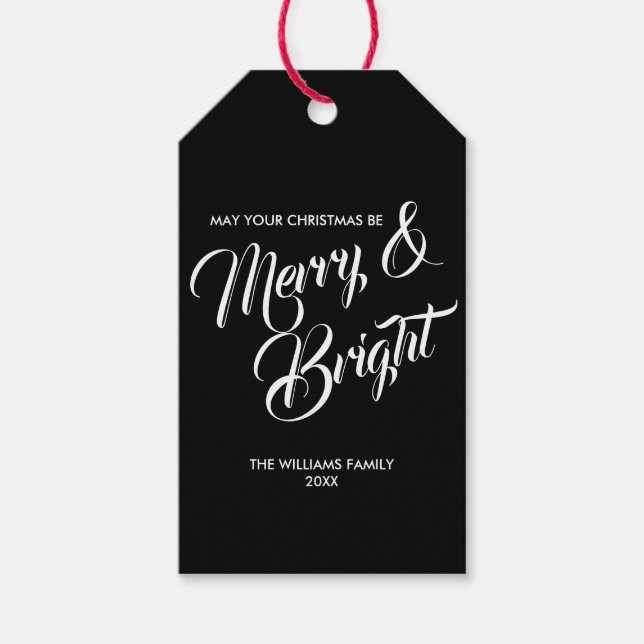 Merry and Bright Christmas Holiday Gift Tag (Front)