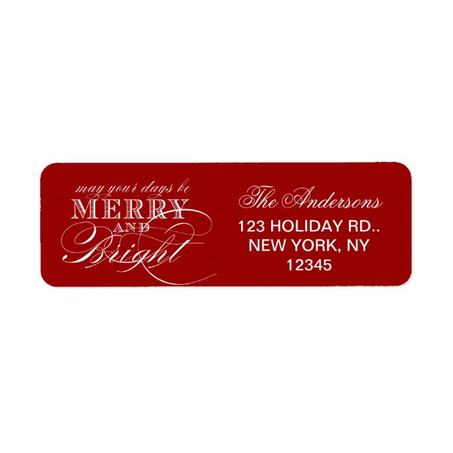 MERRY AND BRIGHT CHRISTMAS HOLIDAY LABEL (Front)