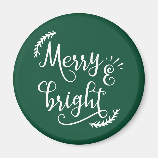merry and bright Christmas Holiday Magnet (Front)