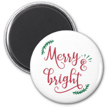 merry and bright Christmas Holiday Magnet