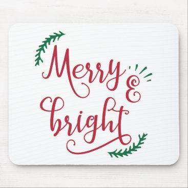 merry and bright Christmas Holiday Mouse Pad