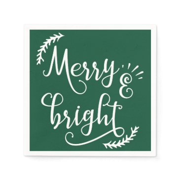 merry and bright Christmas Holiday Paper Napkins
