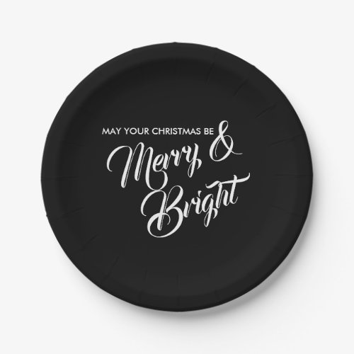 Merry and Bright Christmas Holiday Paper Plate