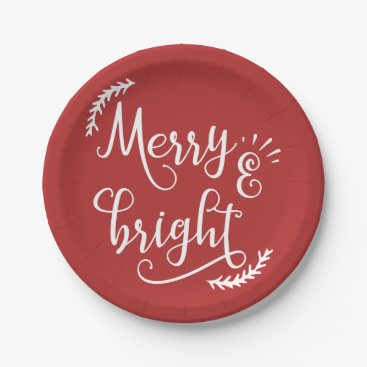 merry and bright Christmas Holiday Paper Plates