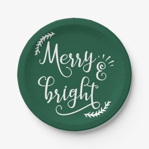 merry and bright Christmas Holiday Paper Plates