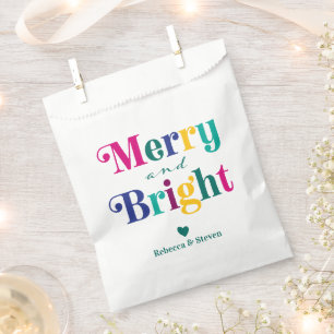Merry and Bright Christmas Holiday Party Favor Bag