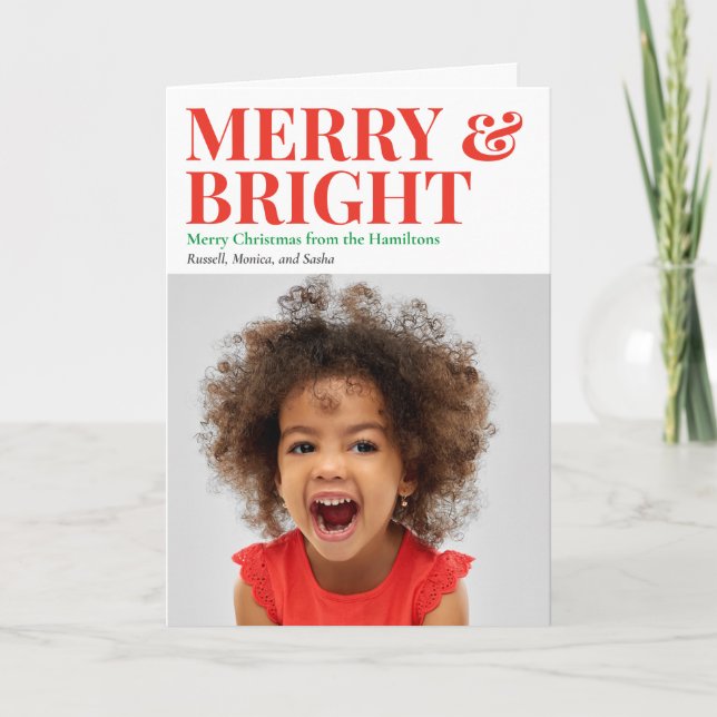Merry and Bright Christmas Holiday Photo (Front)