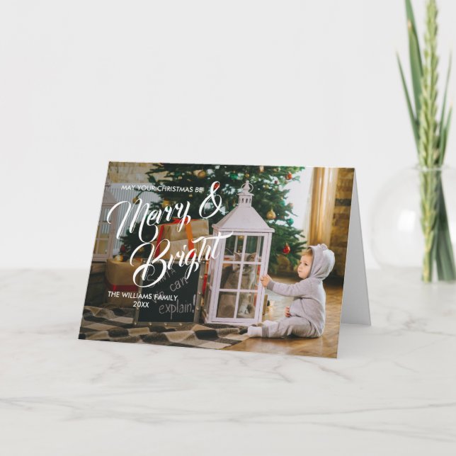 Merry and Bright Christmas Holiday Photo Card (Front)
