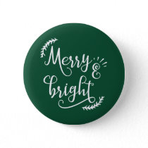 merry and bright Christmas Holiday Pinback Button