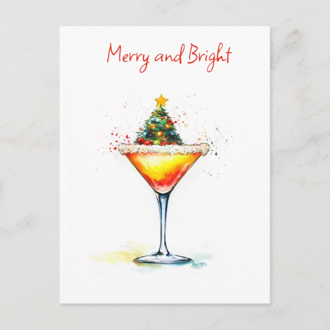 Merry and Bright, Christmas Holiday Postcard (Front)