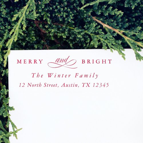 Merry and Bright Christmas Holiday Return Address Self_inking Stamp