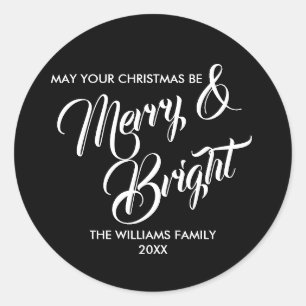 Merry and Bright Christmas Holiday Sticker