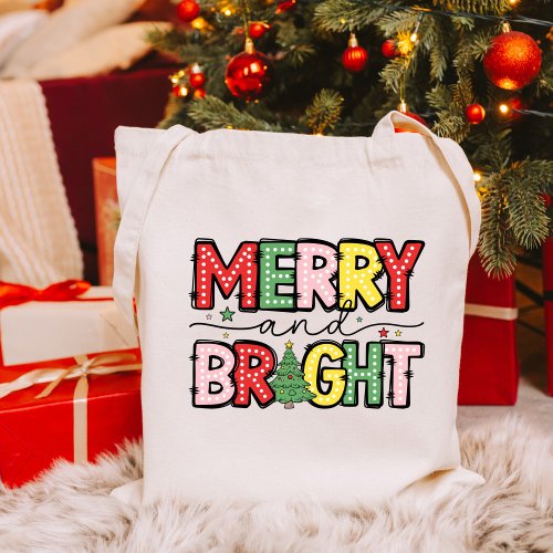 Merry and Bright Christmas Holiday  Tote Bag