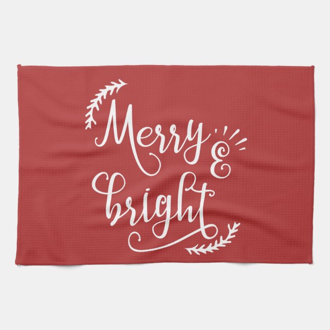 merry and bright Christmas Holiday Towel (Horizontal)