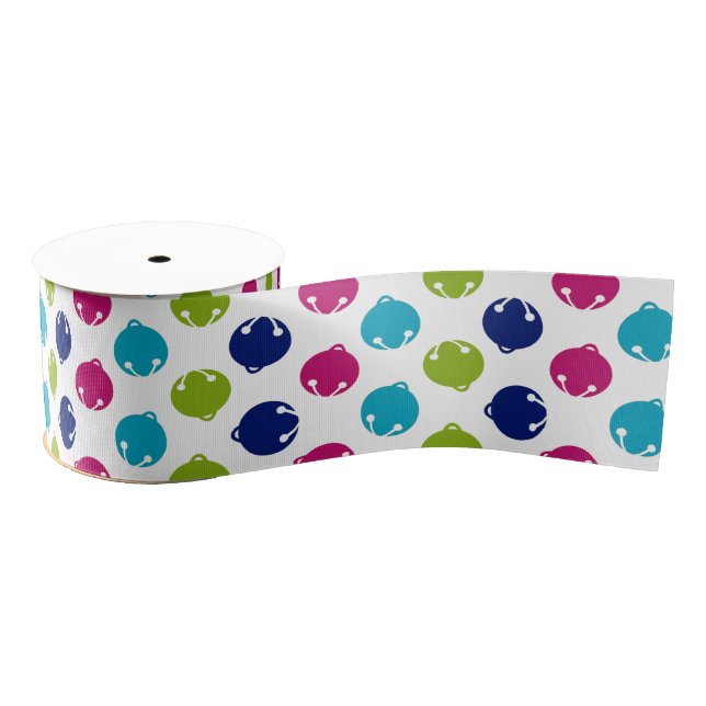 Merry and Bright Christmas jingle bells ribbon (Spool)