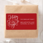 Merry And Bright Christmas Label<br><div class="desc">Add festive cheer to your holiday gifts and mailings with this bright red return address label featuring the playful phrase “Merry and Bright” in whimsical white script. The bold color and hand-lettered design bring a joyful touch to Christmas cards, packages, or party invites. Personalize with your name and address to...</div>