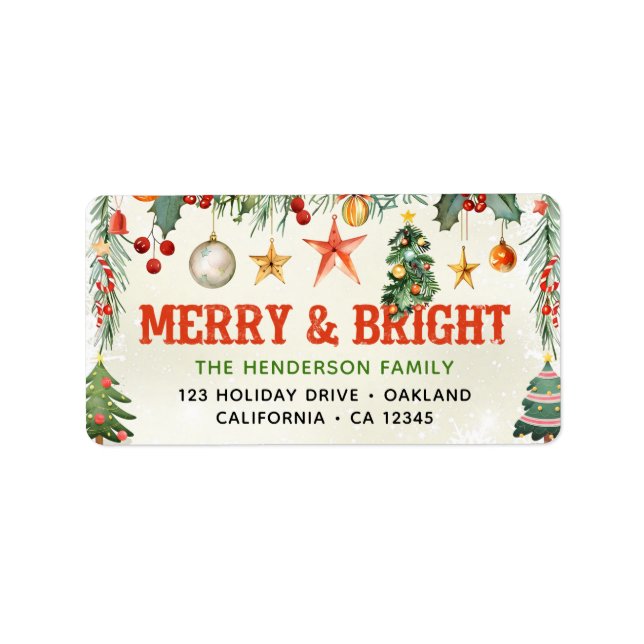 Merry and Bright Christmas Label (Front)