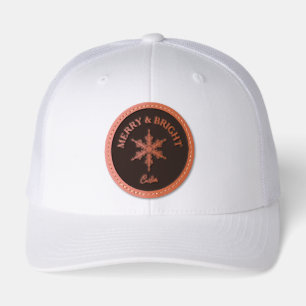Merry and Bright Christmas Leather Patch Hat