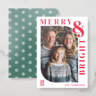 Merry and Bright Christmas Letterpress Photo Cards