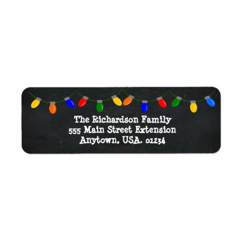 Merry and Bright Christmas Lights Chalkboard Label