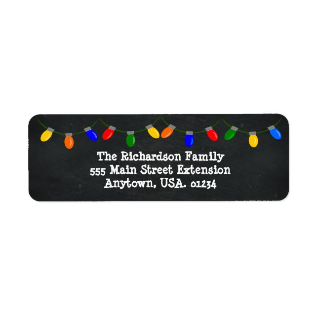 Merry and Bright Christmas Lights Chalkboard Label (Front)