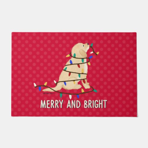 Merry and Bright Christmas Lights Dog Doormat
