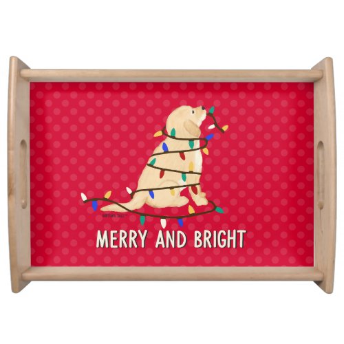 Merry and Bright Christmas Lights Dog Serving Tray