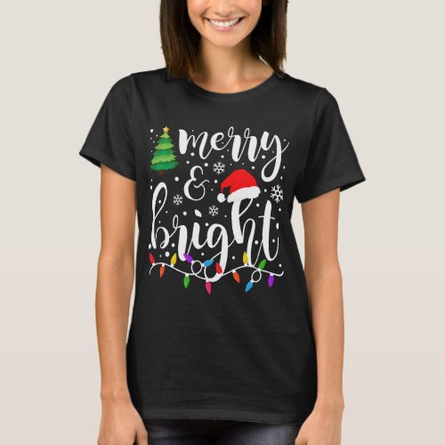 Merry and Bright Christmas Lights Funny Family Chr T_Shirt
