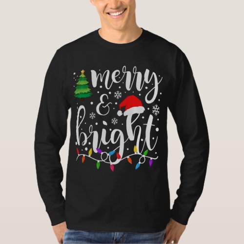 Merry and Bright Christmas Lights Funny Family Chr T_Shirt