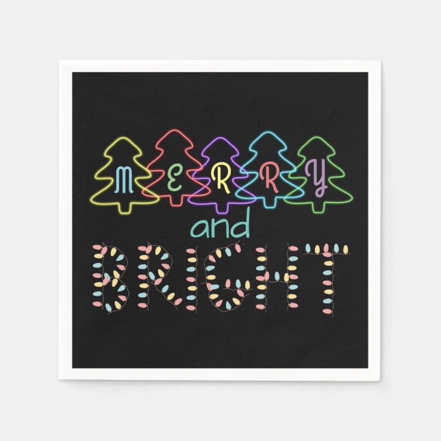 Merry and Bright Christmas Lights Napkins (Front)