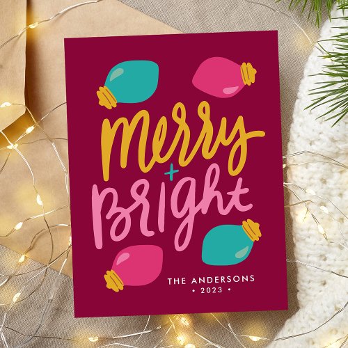 Merry and Bright Christmas Lights Non_Photo Holiday Postcard