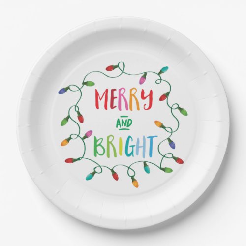 Merry and Bright Christmas Lights Paper Plates