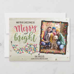 Merry and Bright Christmas Lights Photo Card