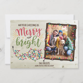 Merry and Bright Christmas Lights Photo Card