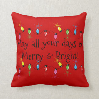 Merry and Bright Christmas Lights Throw Pillow