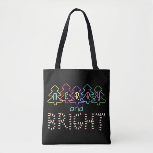 Merry and Bright Christmas Lights Tote Bag