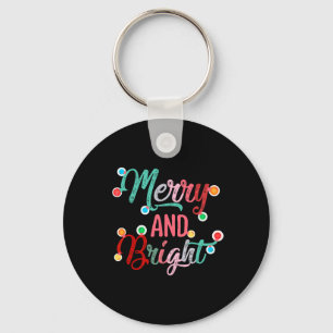 Merry And Bright Christmas Lights Xmas Family Keychain