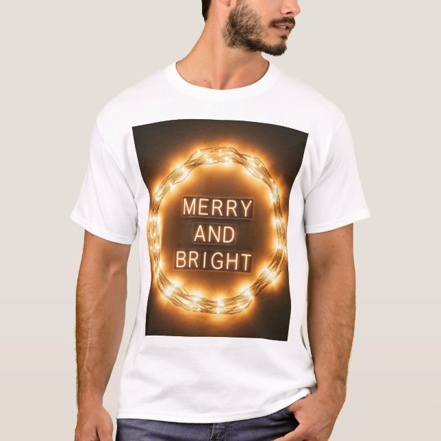 "Merry and Bright Christmas Men’s T-Shirt – Festiv (Front)