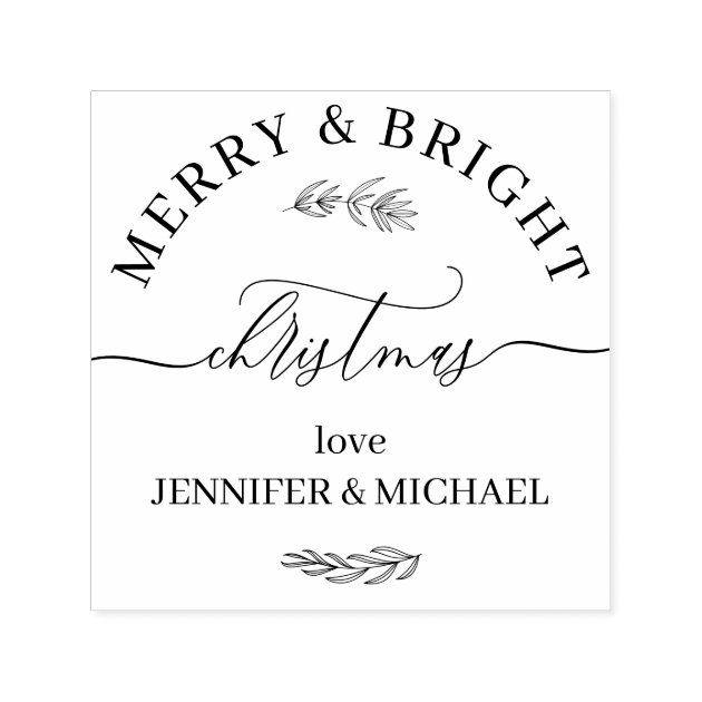 Merry and bright christmas minimalist self-inking stamp