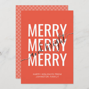 Merry and bright Christmas orange checker holiday