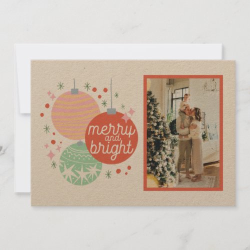 Merry And Bright Christmas Ornaments Photo Card