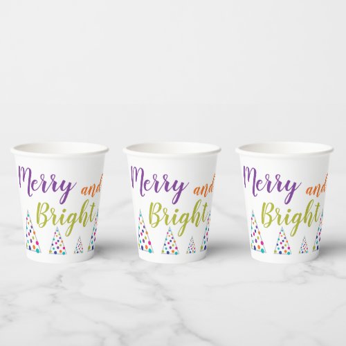 Merry and Bright Christmas Paper Cups